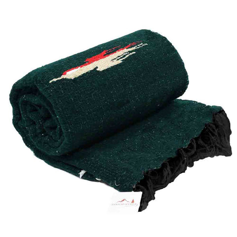 Dark Green Baja Thunderbird Yoga Blanket