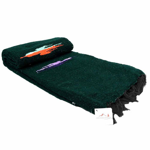 Dark Green Baja Thunderbird Yoga Blanket